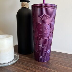Starbucks Magenta Tumbler with Lid and Straw.